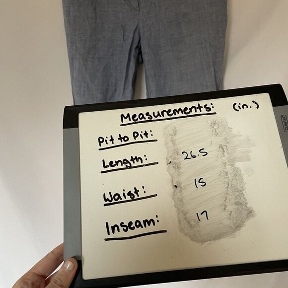 Talbots 6P perfect crop Womens Blue Chambray Pants With Side Zipper & Pockets - Picture 5 of 8